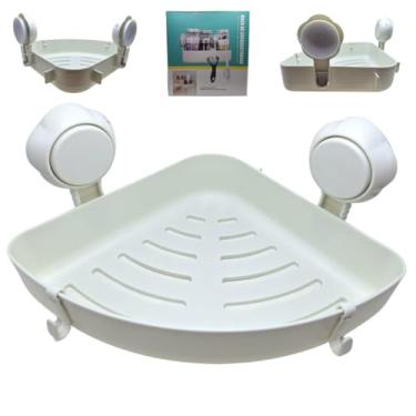 Imagem de Prateleira de Canto com Ventosa para Banheiro e Cozinha | Suporte de Parede Sem Furo | Organizador de Plástico Drenável