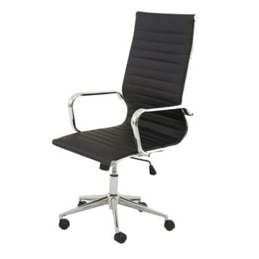 Imagem de Cadeira Giratória Alta Office Sevilha Esteirinha Rivatti Poliuretano (pu) Preto Base Rodízio Cromado