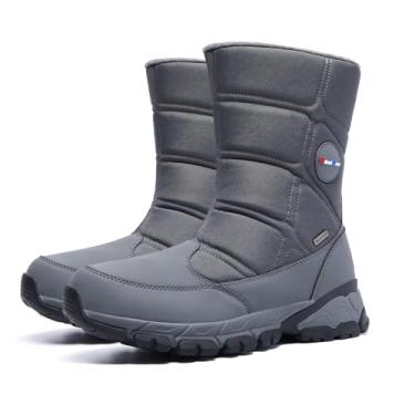 Imagem de SILENTCARE Botas De Neve Impermeáveis De Inverno Masculinas, Quentes, Sem Cadarço, Com Zíper Na Panturrilha Média, Leves, Atléticas Para Atividades Ao Ar Livre (Cinza, 10,5)