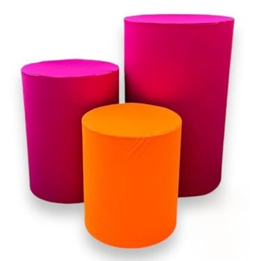 Imagem de Kit Capa Trio de Cilindro Decoração Festa Veste Facil(2 PINK/ 1 LARANJA)