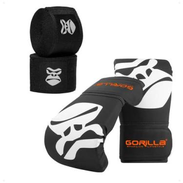 Imagem de Kit Treino Luva Bate Saco Bandagem Elástica 2,5 Metros Fita Atadura Es