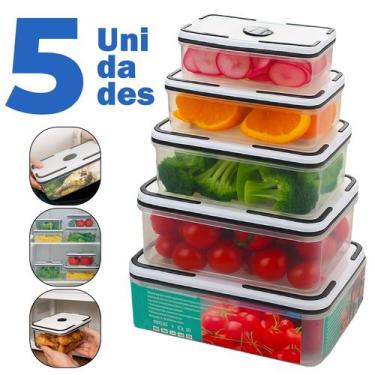 Imagem de Kit 5 Potes Herméticos Transparentes Para Frezzer E Microondas Linha P