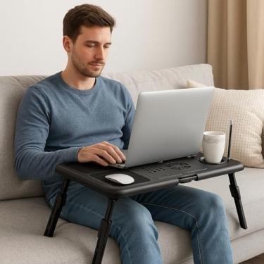 Imagem de Mesa Para Notebook Dobrável Com Cooler Usb Altura E Inclinação Ajustável Portátil