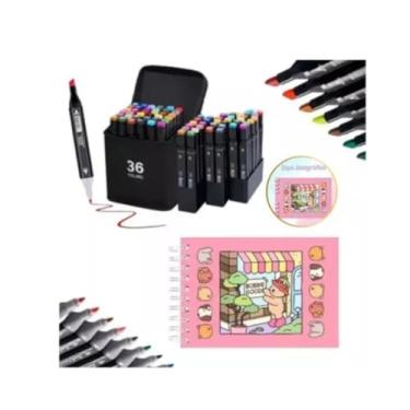 Imagem de Kit de Canetinhas Artísticas com 24 Cores + Caderno de Desenho Bob Goods em Espiral