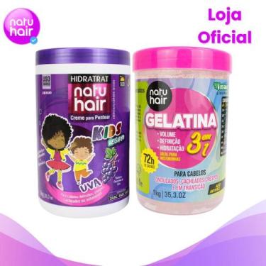 Imagem de Kit Creme de Pentear Uva + Gelatina modeladora de cachos 3 em 1 Natuha