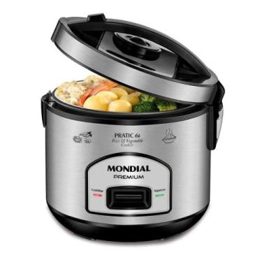 Imagem de Panela Elétrica de Arroz Mondial Pratic 6i Premium Preto/Inox 500W 220