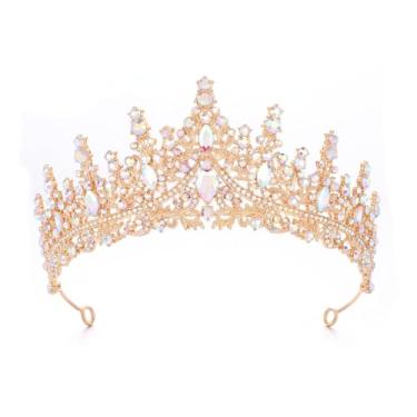 Imagem de Feltent Tiara para mulheres, coroas de rainha de cristal, tiaras de princesa com strass, tiara de casamento para meninas, acessórios de cabelo para noiva, para fantasia de Halloween, festa de