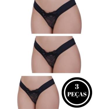 Imagem de Kit 3 Calcinha de Renda Tanga - c4 KIT 3 BELA - TERRA E MAR MODAS, Pre