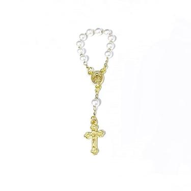 Imagem de Mini Terços Para Lembrancinhas 20 Unidades (Perola com Dourado)