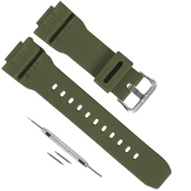 Imagem de Pulseira de relógio de substituição de resina de borracha de 16 mm para Casio G-7900SL/GW-7900B/GR-7900NV, durável, impermeável, pulseira de substituição para Casio G Shock, Verde, 16mm