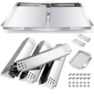 Imagem de Hiorucet Placas térmicas ajustáveis de 61 a 76 cm para Nexgrill 4 queimadores 720-0830H 720-0783E 720-0830D 720-0958A, bandeja de graxa de aço inoxidável com bandeja de captura para peças de