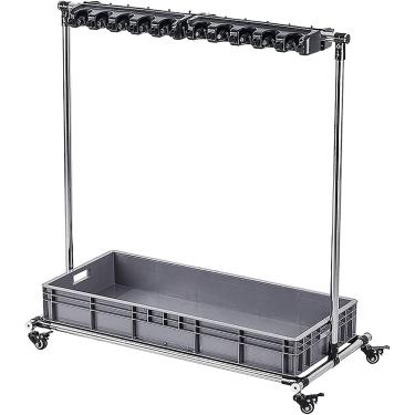 Imagem de Suporte De Armazenamento De Garagem De Torre De Ferramentas De Jardim Móvel, Vassoura De Piso D Rack De Esfregão Carrinho De Ferramentas De Altura Ajustável Armazenamento De A, 10slots