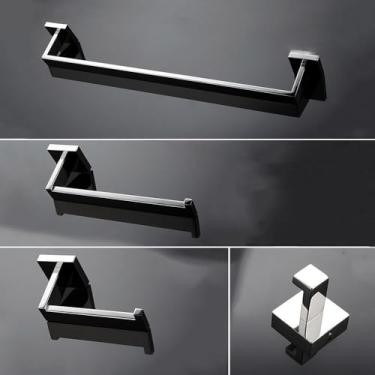 Imagem de Conjunto de banheiro de aço inoxidável polido - Toalheiro, porta-papel higiênico, saboneteira - Ferragens, kit com 4 peças. 60 cm, 1 barra