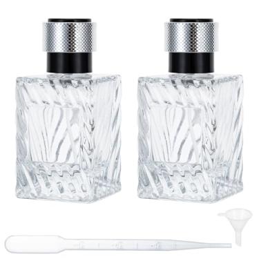 Imagem de Yebeauty Pacote com 2 frascos de perfume de 50 ml vazios recarregáveis, atomizador de perfume de spray de vidro, frasco atomizador de perfume transparente para viagem, recarregável para perfume de
