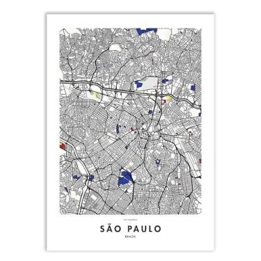 Imagem de Placa Decorativa São Paulo Mapa Cidade Minimalista