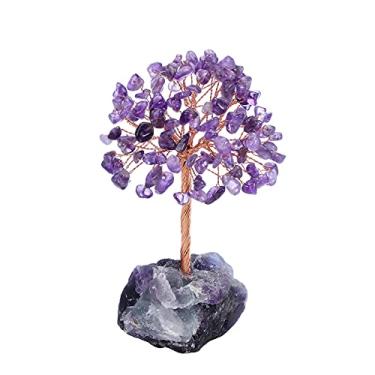 Imagem de PESOENTH Cristais de árvore de cristal de ametista e pedras curativas bonsai pedra preciosa árvore da vida presentes para mulheres presentes espirituais de boa sorte roxo decoração de sala de casa