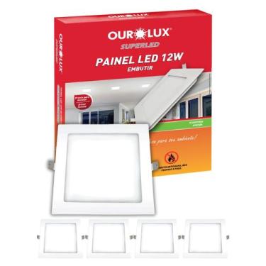 Imagem de 4 Painel Plafon Ourolux de Embutir 12W Bivolt Cor da Luz 6500K Branco 