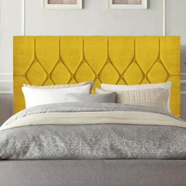 Imagem de Cabeceira Estofada Cama Box king 195cm Istambul Suede Amarelo- MABE MA