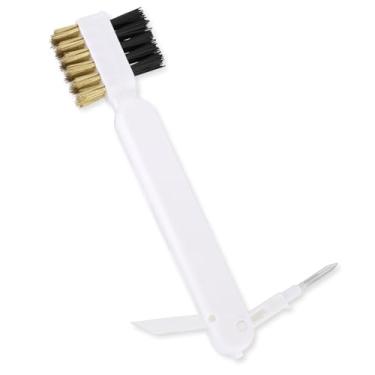 Imagem de Escova de limpeza de cozinha, escova de arame de latão para fogão a gás profundo com cerdas rígidas e raspador de fogão, esfregão de aço inoxidável para exaustor, graxa, sujeira e ferrugem, ferramenta