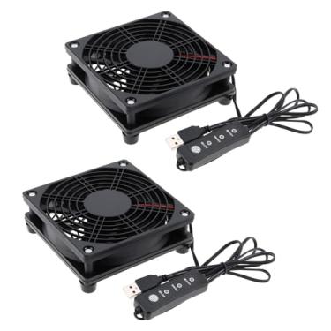 Imagem de Create idea 2 peças de ventoinha de 120 mm para PC com controlador de 3 velocidades para roteador modem DVR TV Box, 5V USB