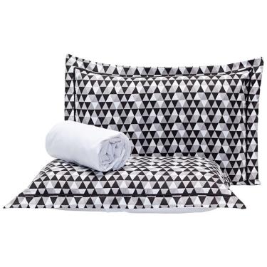 Imagem de Jogo Cama Mosaico Preto branco Queen 03 Peças 140 Fios