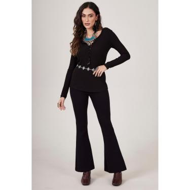 Imagem de Calça Flare Com Bolsos Preta Yacamim S9 - M-Feminino