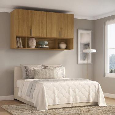 Imagem de Módulo Aéreo para Cama Queen Mdf Clean Altezza Freijó