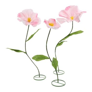 Imagem de Eleeferri 3 peças de pé de papoula de flores artificiais gigantes de 1,4 m, 1,6 m, ajustável para recepção de decoração de casamento, adereços de foto de fundo de pano de fundo, vitrine de loja (rosa)