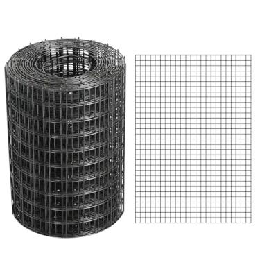 Imagem de Rolo de malha de arame galvanizado de 1,27 cm x 25 cm revestido de vinil de aço PVC preto (19 GA) Rolo de cerca de arame galvanizado, para cercas de galinheiro, malha de tela, cercas de coelho/cobra