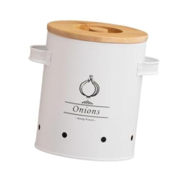 Imagem de AFXGUSD Lata de Armazenamento de Batatas, Recipiente Rústico para Alimentos com Tampa Hermética, Recipiente de Metal para Armazenamento de Batatas, Cebolas E, M