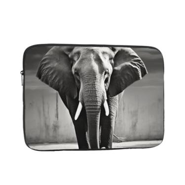 Imagem de Capa para laptop elefante preto e branco de 12 polegadas à prova de choque capa protetora para notebook resistente à água, bolsa de transporte para computador, pasta de negócios portátil para homens e