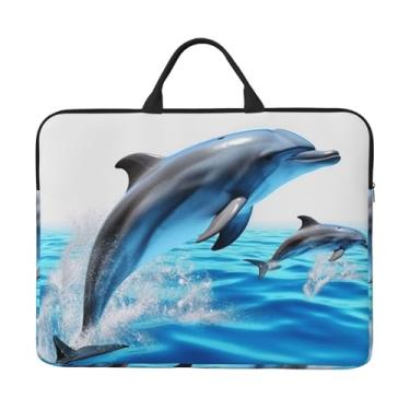 Imagem de Capa para laptop exclusiva 3D animal golfinho bolsa de transporte para computador capa protetora para notebook de 14 polegadas