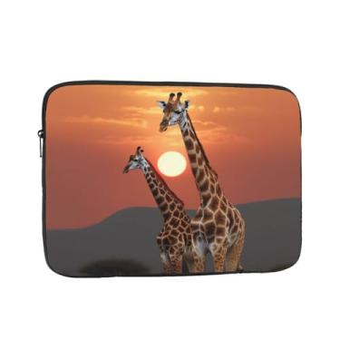Imagem de Capa para laptop girafa ao pôr do sol bolsa para laptop bolsa de transporte para computador 15 polegadas capa protetora para notebook
