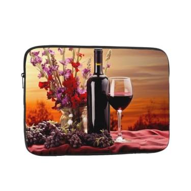 Imagem de Capa protetora para notebook com flor de vinho tinto de 13 polegadas à prova de choque, resistente à água, bolsa de transporte, bolsa de computador, pasta de negócios portátil para homens e mulheres