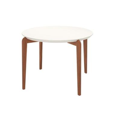 Imagem de Mesa de Jantar Redonda com Tampo de Vidro Off White Donatella Natural 