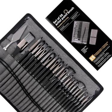 Imagem de Conjunto de pincéis de acrílico com bolsa de lona, pincéis de pintura premium para modelagem, arte, acrílico, aquarela, pintura a óleo e guache, pintura rupestre, detalhes em miniatura, arte de unhas