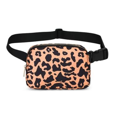 Imagem de Bolsa de cintura moderna pochete feminina e masculina, bolsa transversal com alça ajustável para viagens, corrida, caminhada, caminhada, Amarelo leopardo, Tendência