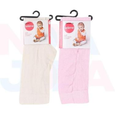 Imagem de Meia Calça Algodão Bebê Selene C/02 Un Rosa E Bege, 5-12 meses