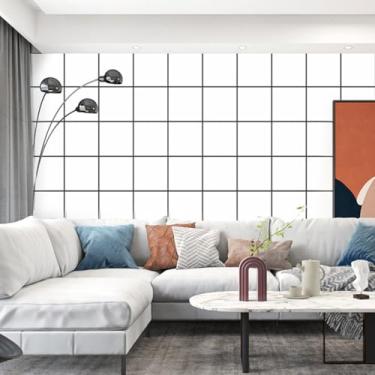 Imagem de Papel de parede moderno simples geométrico quadrado PVC não autoadesivo sala de estar quarto escritório loja papel de parede de fundo preto e branco 13,2 cm 53 * 950 cm