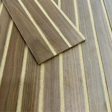 Imagem de KIT COM 20 PLACAS DE PAINEL DE PAREDE RIPADO REVESTIMENTO MDF AUTOCOLANTE 45x11 CM(Marrom,Kit com 5 Placas)