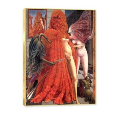 Imagem de Moldura dourada. Arte de parede de pinturas famosas, (traje de noiva) por Max Ernst, pôster impresso em tela, imagem de arte abstrata para sala de estar quarto decoração de casa. 50 x 70 cm - 19,6 x