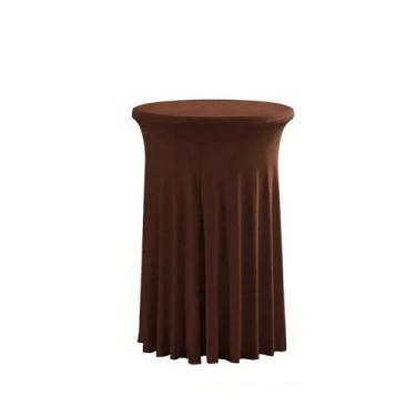 Imagem de Toalha de mesa de coquetel branca estilo saia elegante comercial reunião bar redondo capa elástica, marrom escuro, 80 cm redondo 110 cm altura