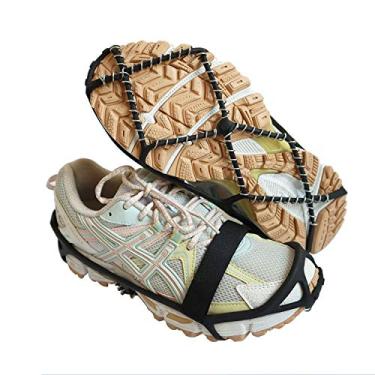 Imagem de Crampons CAKKKA, chuteiras de tração de caminhada portáteis – antiderrapantes, resistentes a quebras, fáceis de usar – Aderência de gelo para caminhadas na neve e gelo, serve para botas de sapatos etc., Large