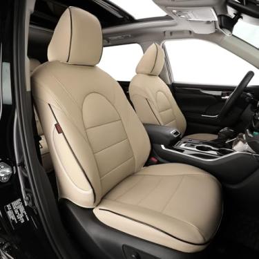 Imagem de Capas de assento de carro EKR personalizadas para Toyota Camry SE XSE 2015 2016 2017 (não para híbrido) - Couro sintético (bege)