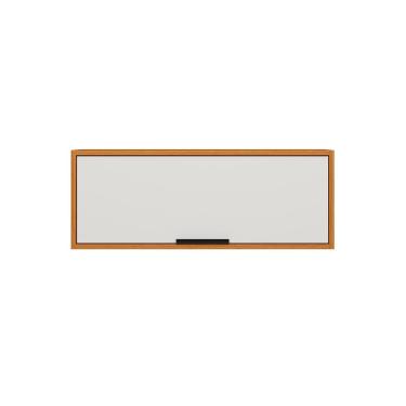 Imagem de Armário Aéreo Poliman Ravena 80cm 1 Porta Basculante Pistão a Gás Freijó Off White Acetinado