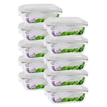 Imagem de Kit Potes Vidro Transparente 370ml Marmita Fitness Frutas 10 UN