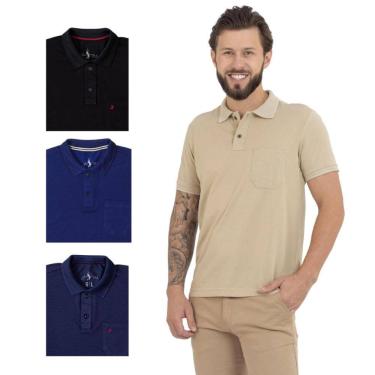 Imagem de Kit 4 Camisa Polo Masculina Pique Premium com Bolso Casual