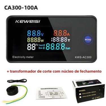 Imagem de Medidor De Energia Digital 100A 6 Em 1 KWS-AC300 Voltímetro LED Com Fu