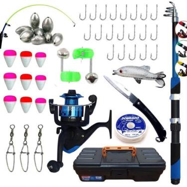 Imagem de Kit De Pescaria Com Vara Molinete Maleta Isca Artifical - Cmik/Taue