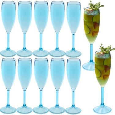 Imagem de 12 peças, taças de champanhe, taças de champanhe de plástico de 153 g, taças de vinho, taças de plástico para festas, copos de bar de mimosa, copos de bebida com haste para celebração de casamento